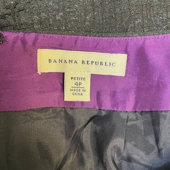 Banana Republic Skirt Womens 4 Petite Black Sparkle Pleated Front Zip Back - Picture 5 of 7
